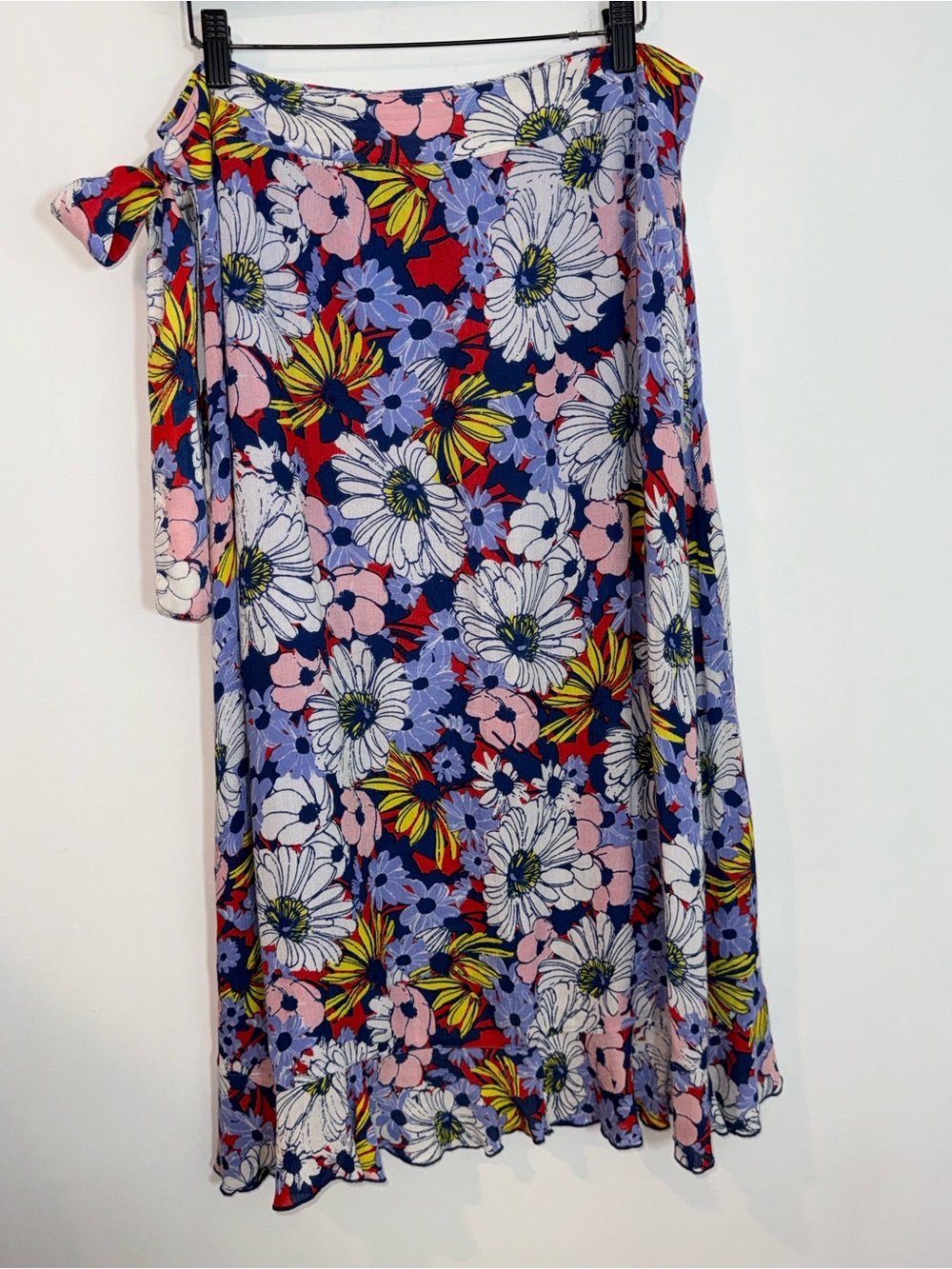 Maeve Blue Floral Asymmetrical Wrap Skirt - Picture 5 of 9